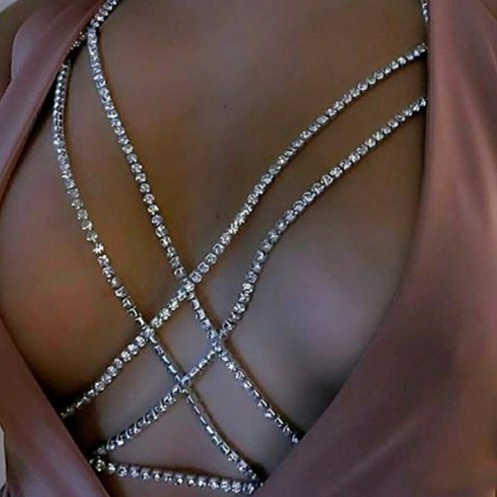 LAST ONE Crystal Bra Necklace Choker Jewelry. - Picture 3 of 9